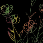 リンク用イラスト：暗闇の中で光っている花畑の一部